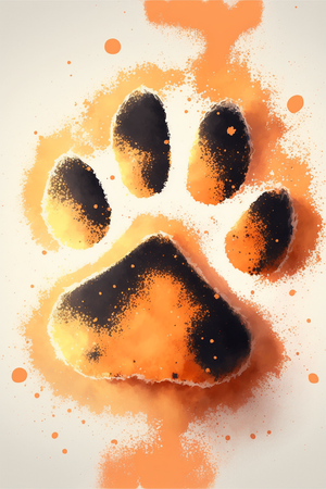 baby room painting animal canvas cute dog paw print, watercolor, orange palette