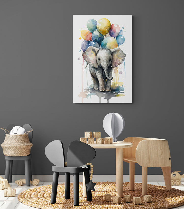 tableau chambre bebe animaux avec éléphant