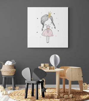 girl's room painting with a princess in a pink dress