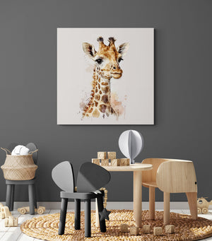 Watercolor baby giraffe art print for nursery
