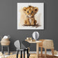 Tableau deco bebe lion à l'aquarelle pour chambre enfant