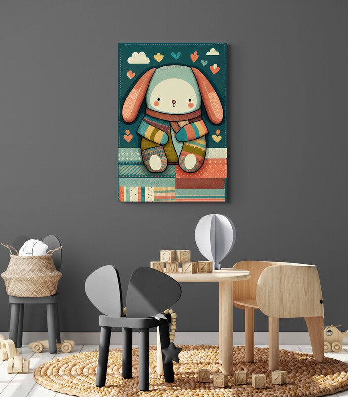 Tableau decoratif doudou coloré pour chambre bebe