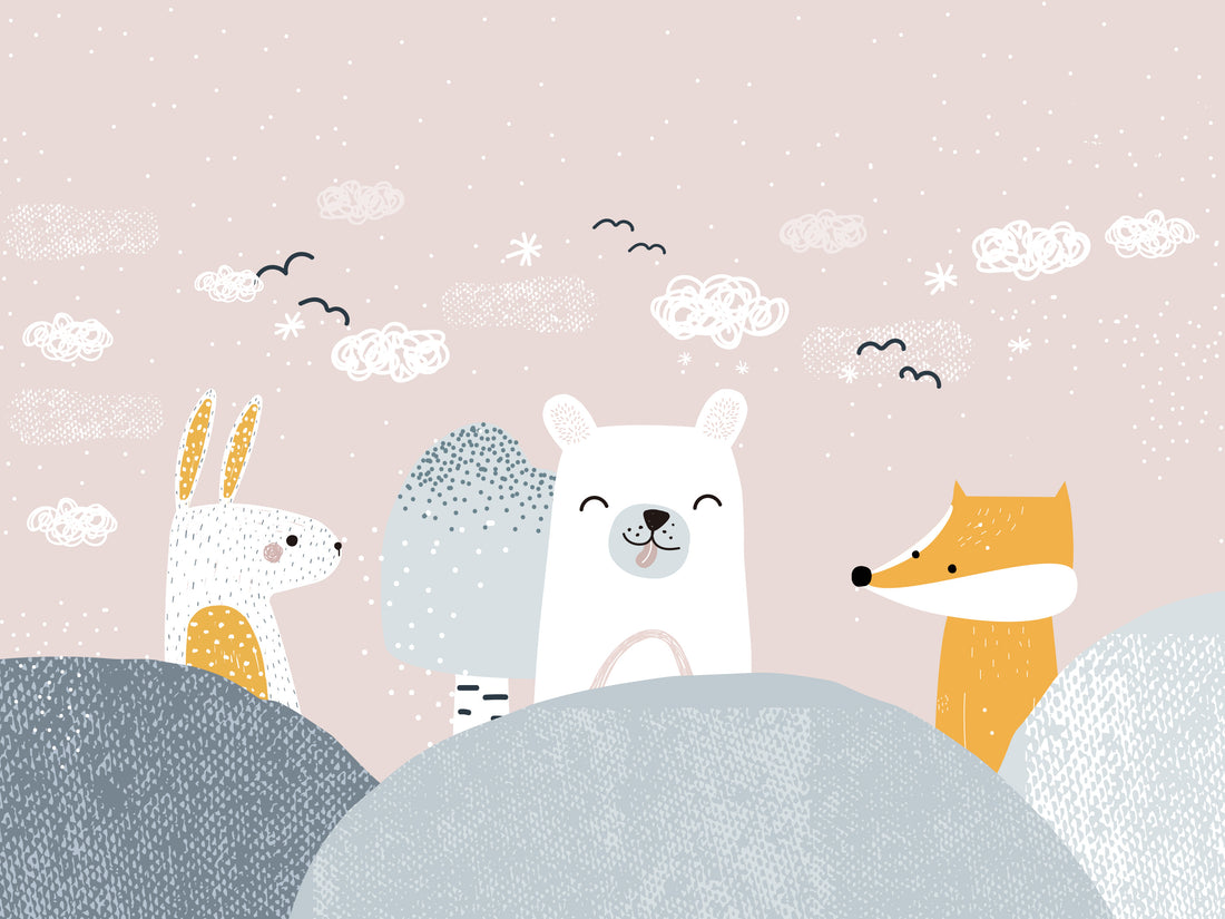 Enchanted Forest Wall Art Print – Cute Woodland Animals Nursery Decor