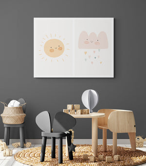 Kids room wall art, cloud and sun for nursery