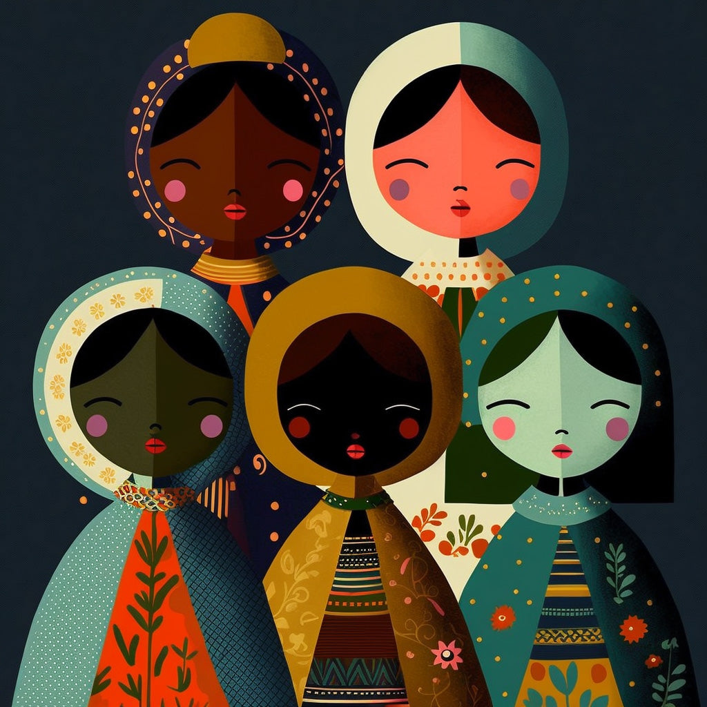 Dolls of the World – Colorful Dream Original Painting