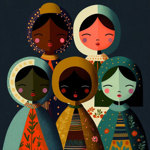 Kids room art with world doll design