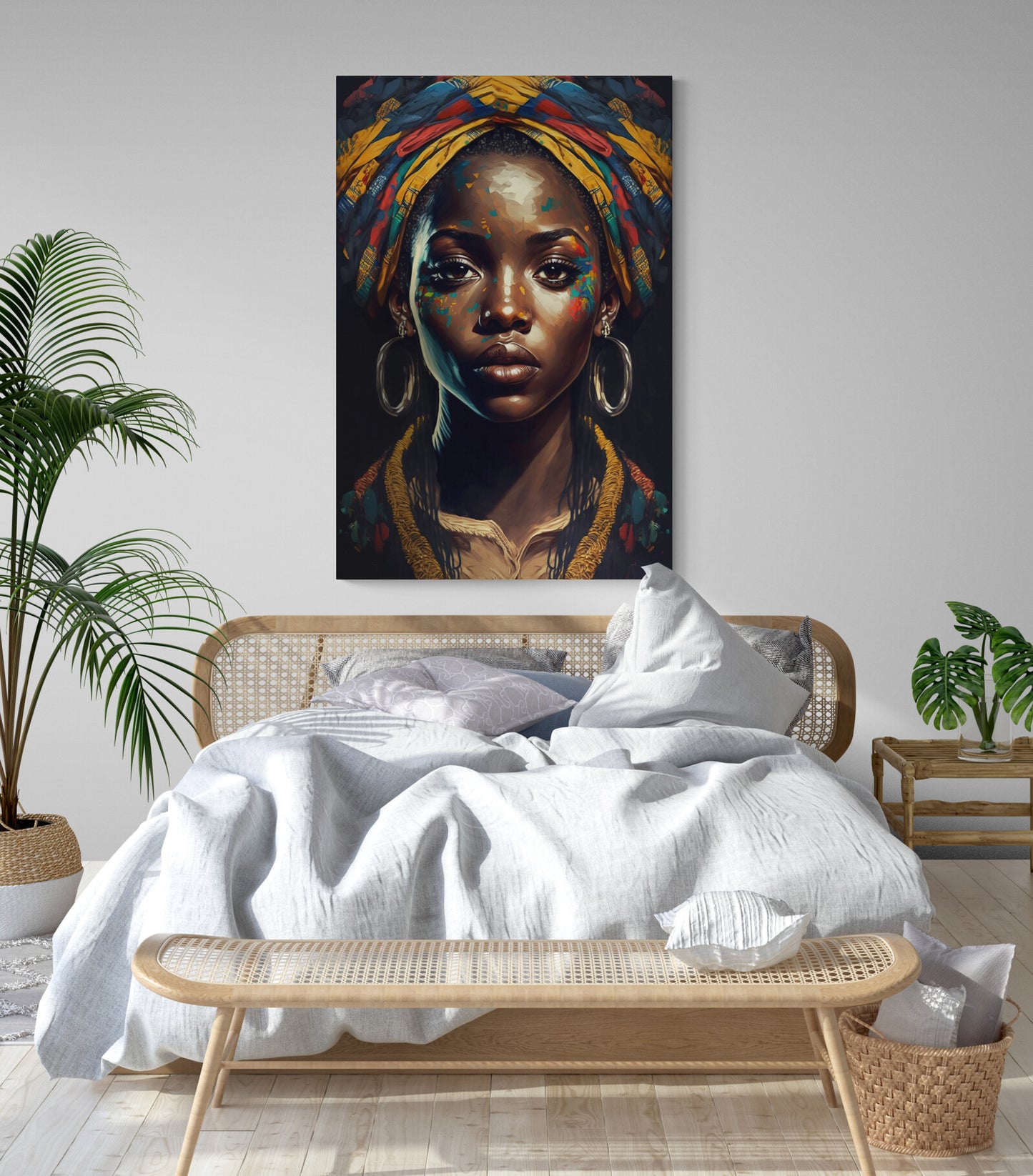 Tableau decoration chambre pop art, portrait de la beauté de la femme noire