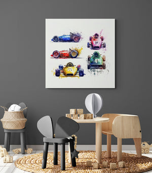 Racing car canvas for kids' room