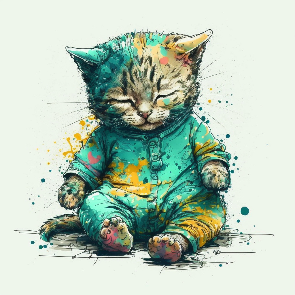 Large Sleeping Kitten Canvas Print – Street Art Cat Wall Art