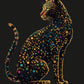 tableau design chat bengal dans le style de gaudi, art vectoriel, pointilisme coloré