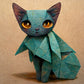 Tableau chat origami bleu turquoise