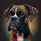 Tableau chien boxer en pop art, peinture multicolore