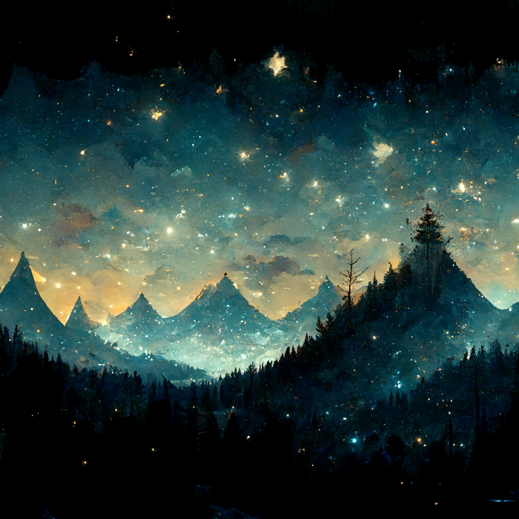 Tableau de décoration représentant un ciel étoilé dans la nuit