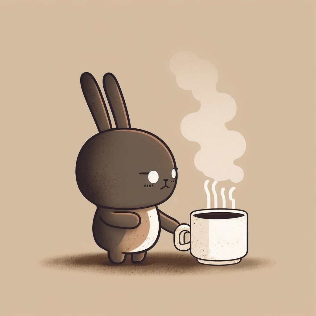 Playful Rabbit Wall Art – Hot Coffee Zen Canvas
