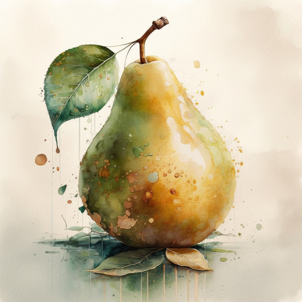 Yellow Pear Watercolor Canvas Print – Fresh Kitchen Wall Art
