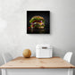 Petit tableau photo, tableau hamburger, tableau de décoration d'un hamburger en gros plan, à l'allure très apétissante avec steak, fromage, oignon, salade, tomate. Accrocher au mur d'une cuisne