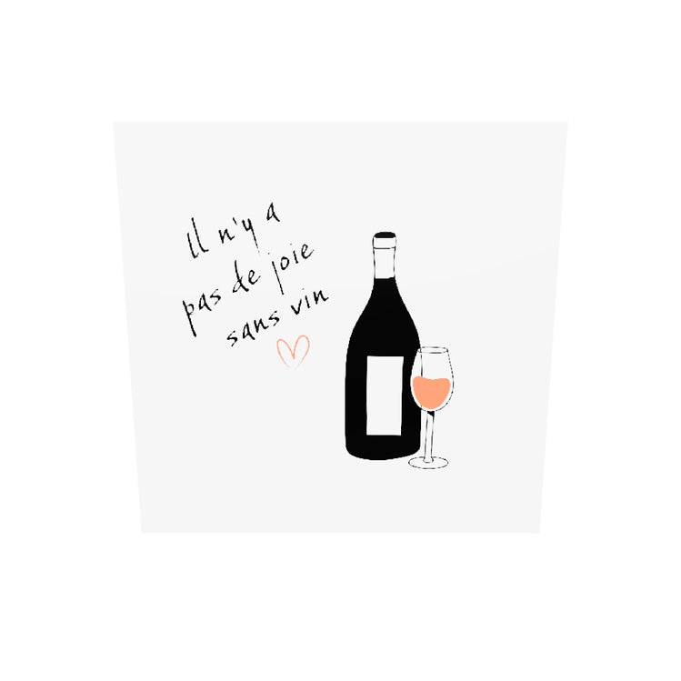 un tableau plexiglass cuisine qui tourne sur lui-même avec une illustration d'une bouteille de vin et une citation.