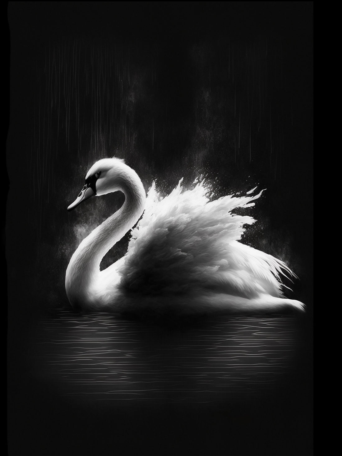 Tableau mural Cygne – Pureté noir et blanc élégante