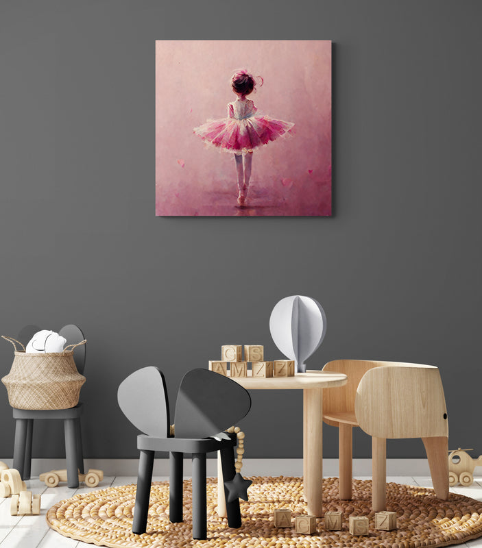 Tableau de décoration de ballerine gracieuse vêtue de tutu rose sur pointes