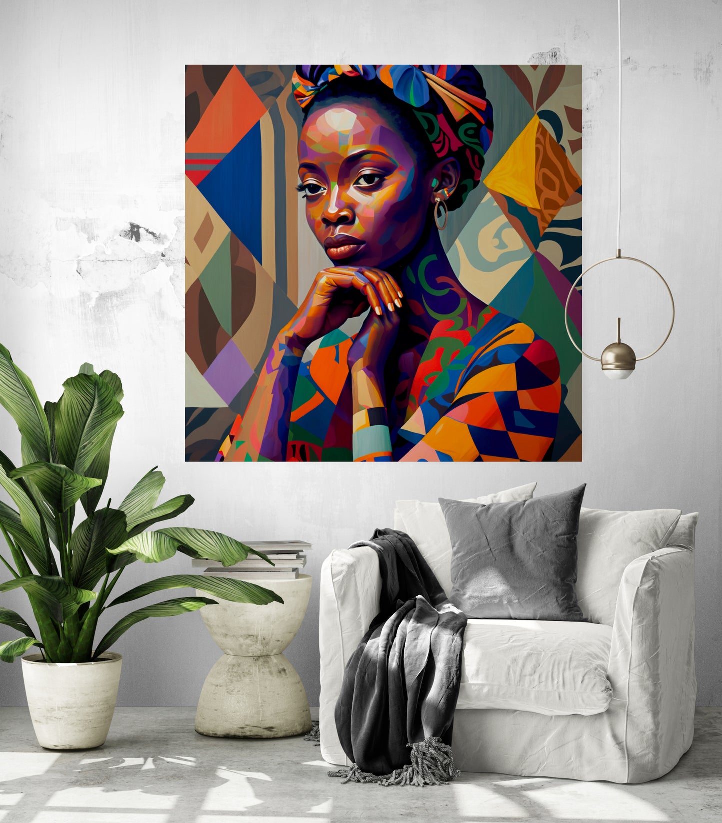 tableau decoration interieur femme africaine coloré, 