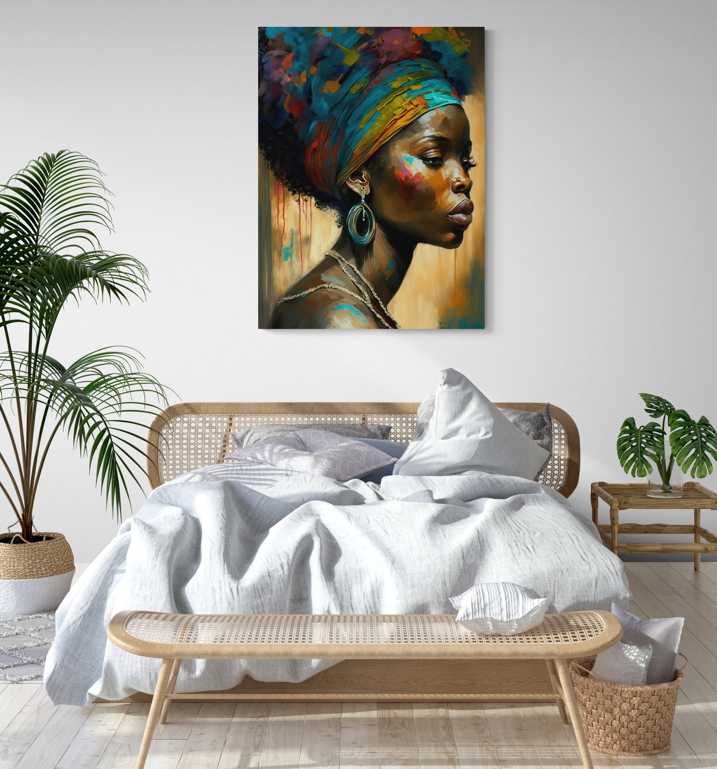 tableau chambre africain femme avec turban