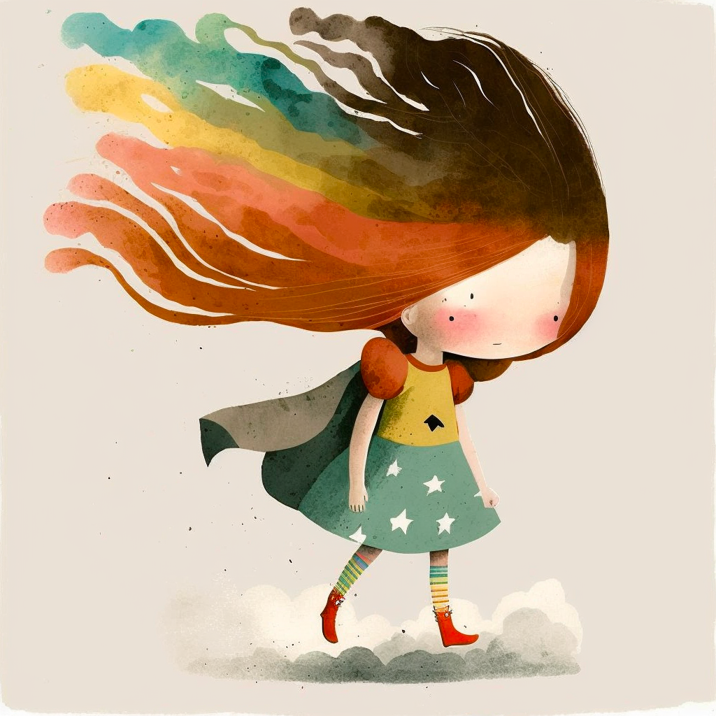 Tableau Super-héroïne arc-en-ciel - Courage au féminin
