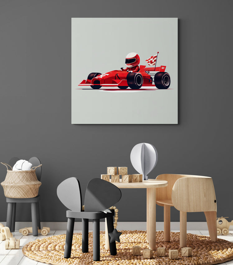 tableau pour enfant avec voiture formule 1 rouge