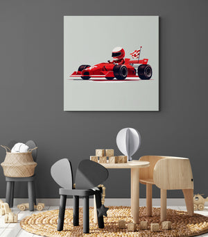 kids' wall art with red Formula 1 race car