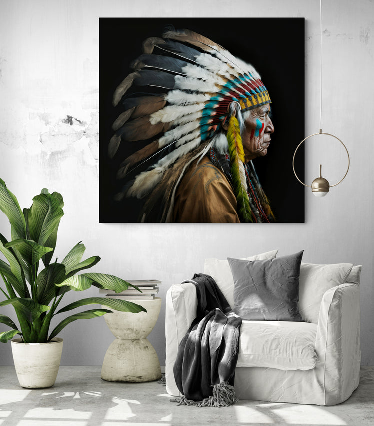 Tableau indien d'Amérique, chef de tribu.