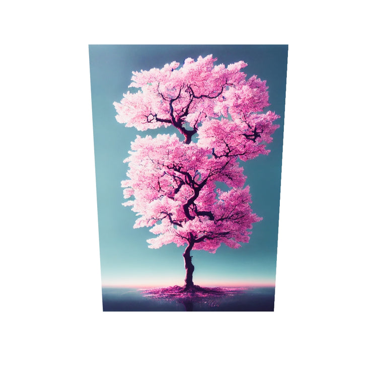 un tableau en plexiglas avec un cerisier japonais