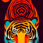 Tableau tigre japonais, art moderne coloré