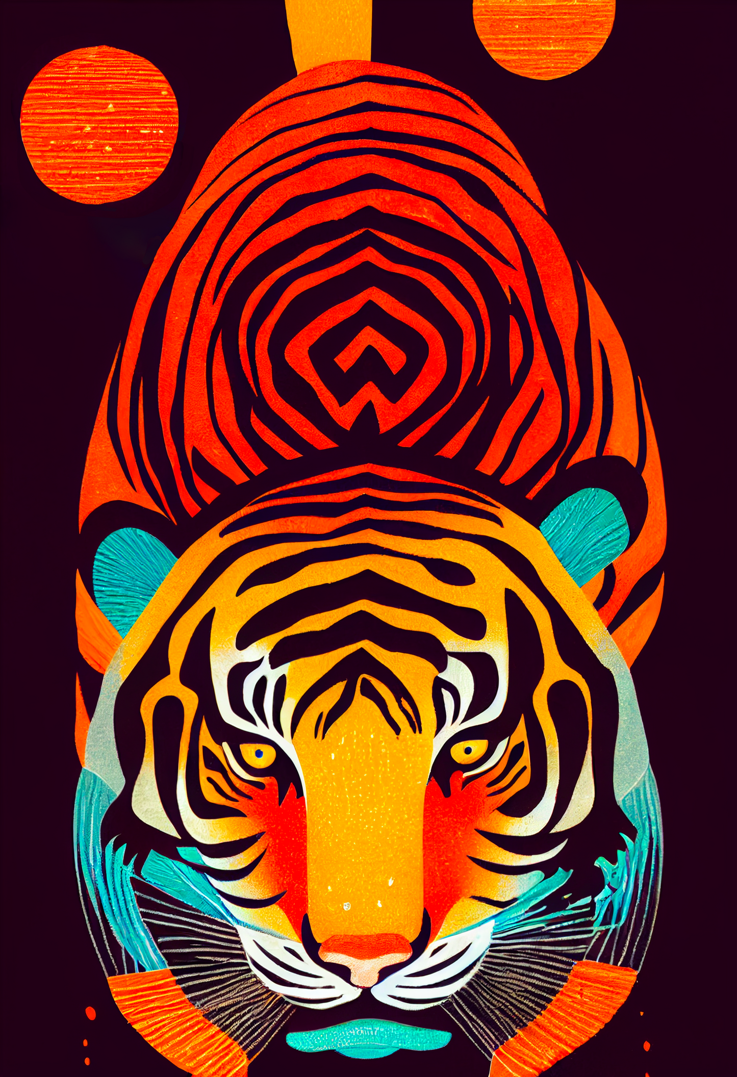 Tableau tigre japonais, art moderne coloré