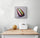 Small kitchen wall art on a white wall featuring a minimalist low-poly cocoa bean fused with a diamond in glossy rainbow colors for a fresh, cheerful look
