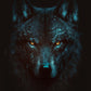 Tableau de loup noir majestueux : charme animal captivant