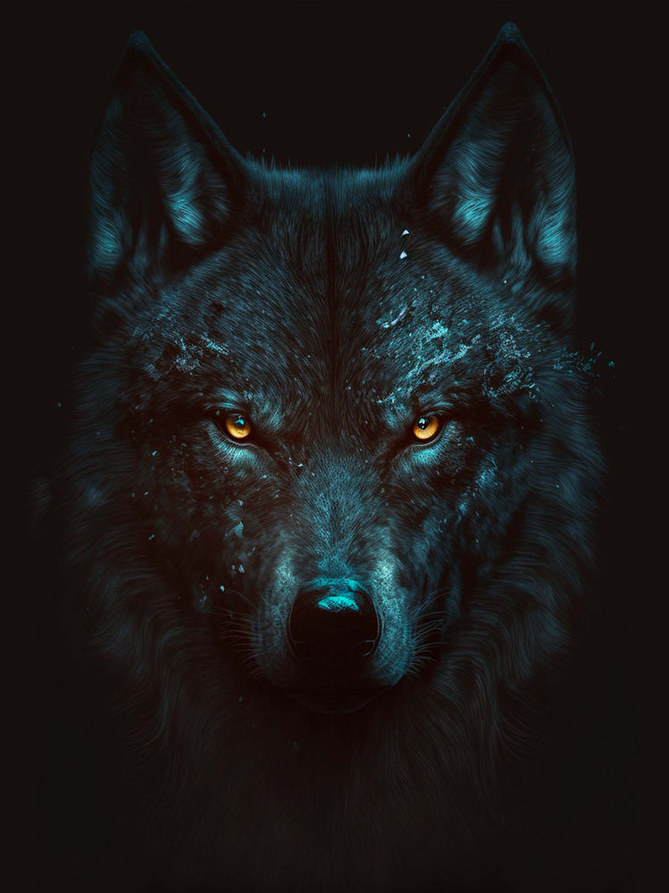 Tableau de loup noir majestueux : charme animal captivant