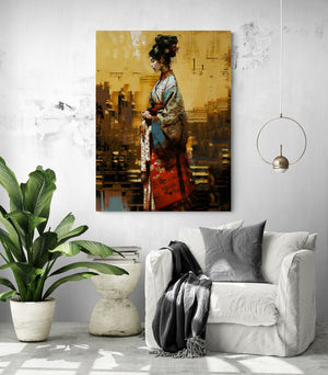 Geisha painting canvas art with zen and relaxing vibe