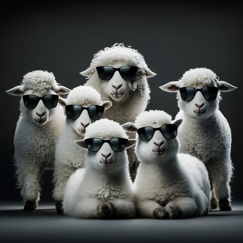 Tableau Moutons à lunettes - Élégance ludique