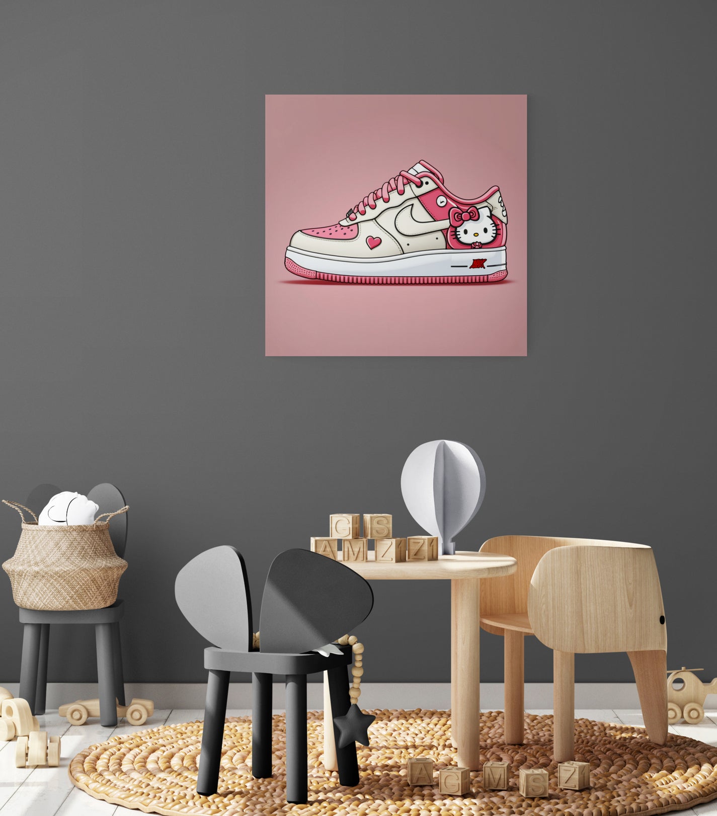tableau mural pour enfant sneakers hello kitty 