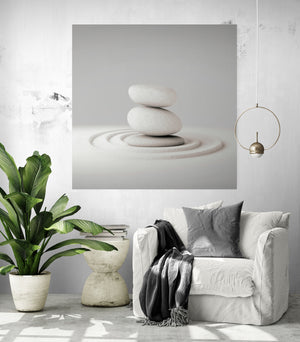 zen wall canvas for living room with white stone