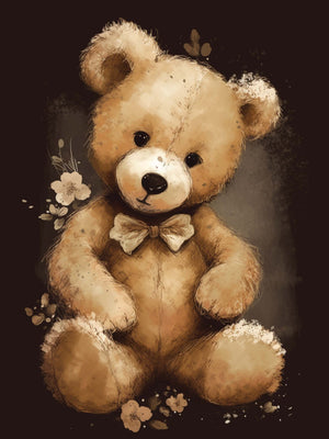 Warm Teddy Bear Illustration Canvas