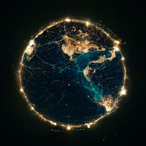 Earth art frame showcasing human activity from space