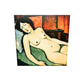 tableau en verre acrylique femme allongée et nue