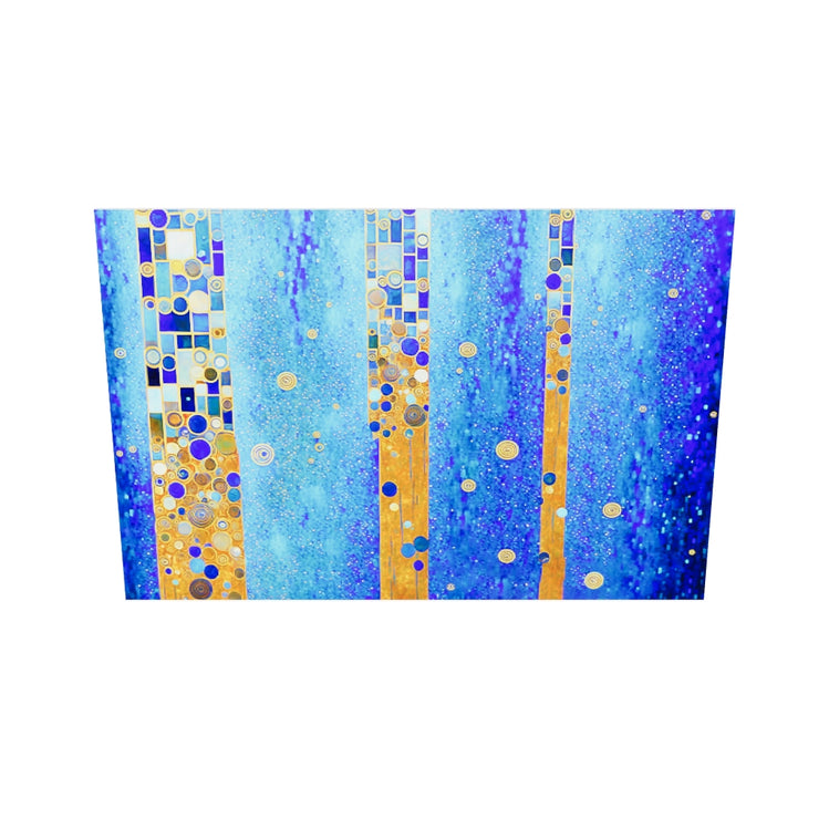 Tableau plexiglas abstrait bleu et or selon Gustav Klimt