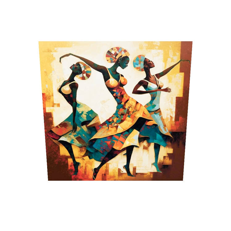 Tableau plexiglas africain moderne de femmes africaine qui dansent