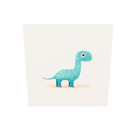 Tableau plexiglas bebe dinosaures, illustration d'un diplodocus vert bleu minimaliste pour chambre bébé