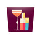 Un tableau plexiglas cuisine en mouvement qui représente un tableau avec une illustration géométrique colorée d'une bouteille et d'un verre de cocktail