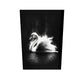 tableau plexiglas cygne blanc sur fond noir, minimalisme, abstrait