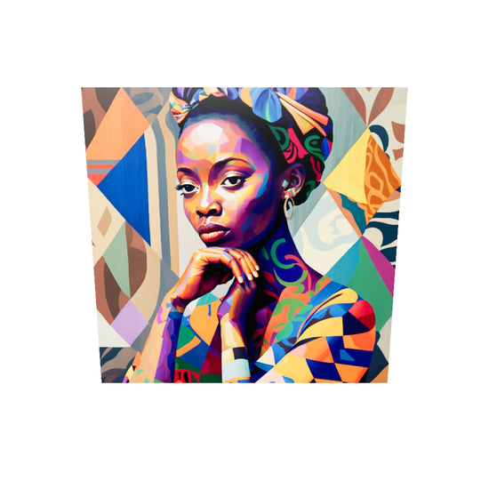 tableau plexiglass femme africaine coloré