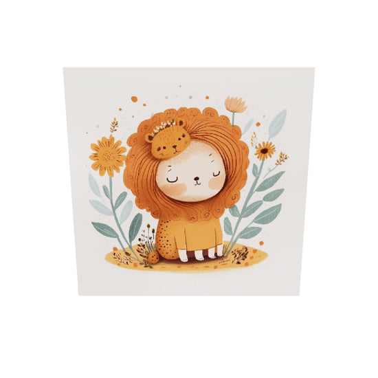 Tableau plexiglas enfant déguisé en lion, marron pour chambre bébé