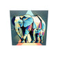 Tableau plexiglas elephant pop art, coloré et aux formes géométriques